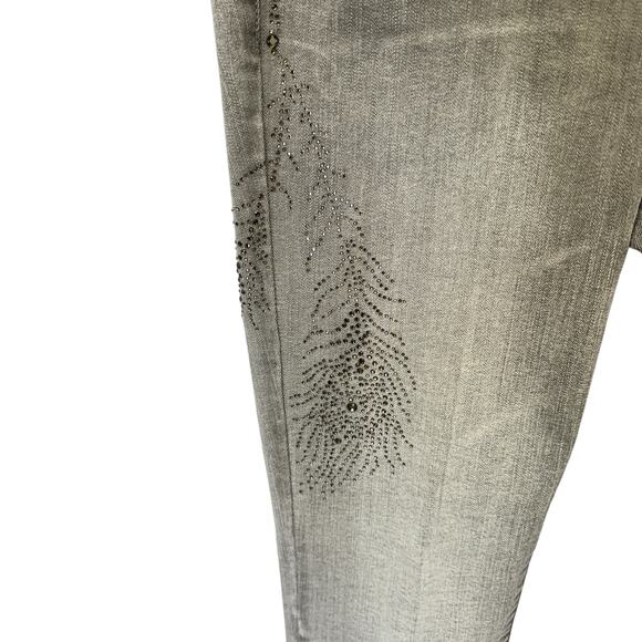 CACHE Skinny Jeans Rhinestone Detail Women’s 8 Gray Silver Stretch - Picture 5 of 11